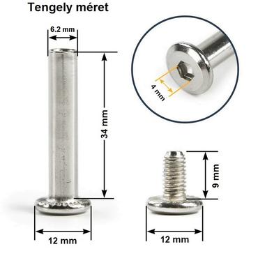 Bőrönd kerékhez tengely 34x6.2 mm nikkel színben1