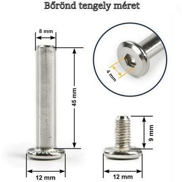 Bőrönd kerékhez tengely 45x8 mm, nikkel színben1