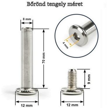 Bőrönd kerékhez tengely 70x8 mm, nikkel színben1