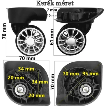 Bőrönd kerék KE3089, fekete színben KE3089