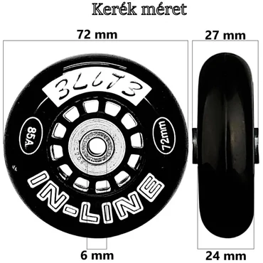 Bőrönd kerék 72x27x6 mm, fekete színben KE3033