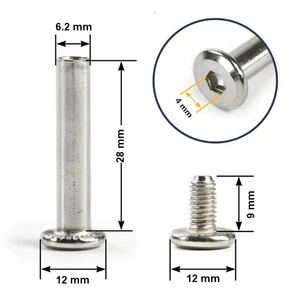 Bőrönd kerékhez tengely 28x6.2 mm nikkel színben