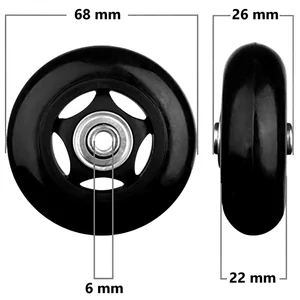 Bőrönd kerék 68x26x6 mm fekete színben