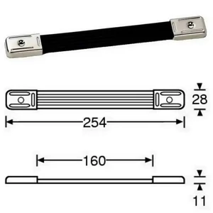 Bőrönd fogantyú 254x28x11mm, fekete-nikkel színben