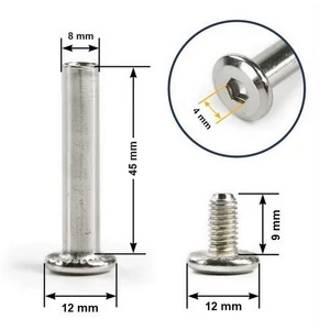 Kép 1/6 - Bőrönd kerékhez tengely 45x8 mm, nikkel színben