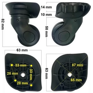 Kép 1/8 - LDV bőrönd kerék kivehető 63x63 mm, fekete színben